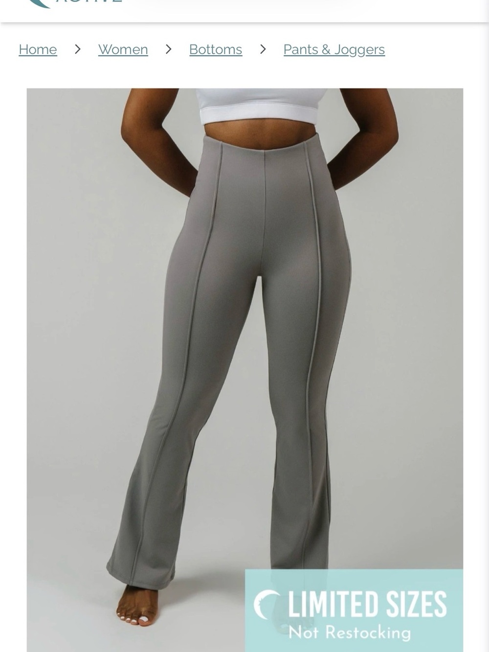 Zyia High-Waist Seam-Front Flare Pants - Gray